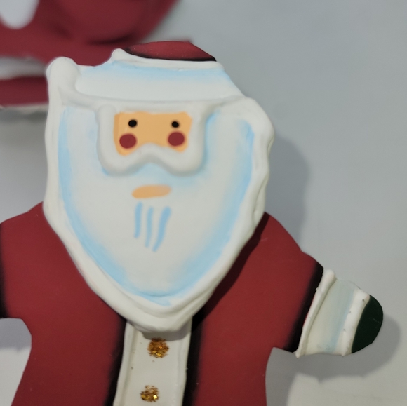 Hand Painted Santa Claus Napkin Rings | Set of 2 Artisan Christmas Table Decor - Picture 2 of 10